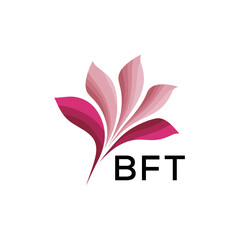 BFT Elegant Abstract Floral Logo Design BFT  Later Logo, with Pink Petals and BFT Text
