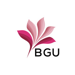 BGU Elegant Abstract Floral Logo Design BGU  Later Logo, with Pink Petals and BGU Text

