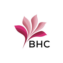 BHC Elegant Abstract Floral Logo Design BHC  Later Logo, with Pink Petals and BHC Text

