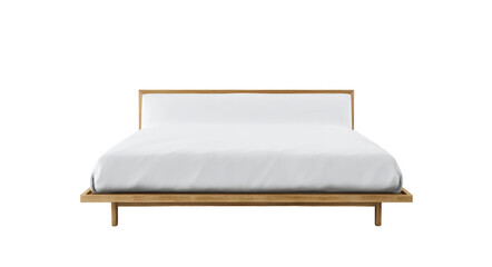 a double bed with a white cover on an isolated background, png, transparent
