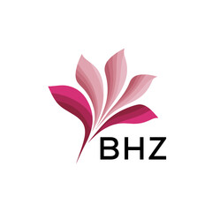 BHZ Elegant Abstract Floral Logo Design BHZ  Later Logo, with Pink Petals and BHZ Text
