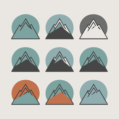 Mountain Logo Set &ndash; Minimal and Vintage Outdoor Adventure Badges and Emblems
