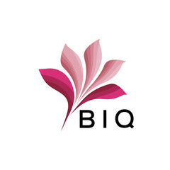 BIQ Elegant Abstract Floral Logo Design BIQ  Later Logo, with Pink Petals and BIQ Text
