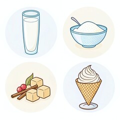 Ingredients for homemade ice cream milk cream with fresh flavors ready to be blended
