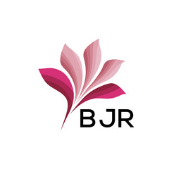 BJR Elegant Abstract Floral Logo Design BJR  Later Logo, with Pink Petals and BJR Text
