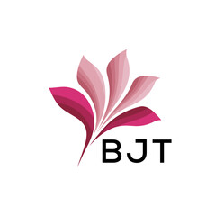 Fototapeta premium BJT Elegant Abstract Floral Logo Design BJT Later Logo, with Pink Petals and BJT Text 