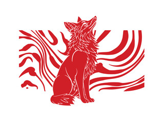 Red fox illustration with japanese style for kaijune event

