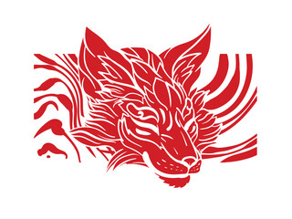Red fox illustration with japanese style for kaijune event
