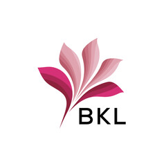 BKL Elegant Abstract Floral Logo Design BKL  Later Logo, with Pink Petals and BKL Text

