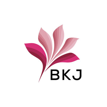 BKJ Elegant Abstract Floral Logo Design BKJ  Later Logo, with Pink Petals and BKJ Text

