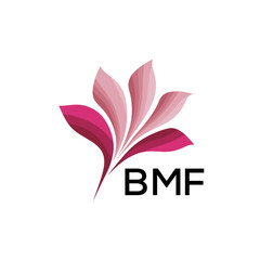 BMF Elegant Abstract Floral Logo Design BMF  Later Logo, with Pink Petals and BMF Text
