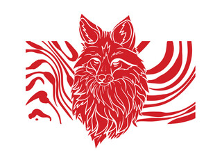 Red fox illustration with japanese style for kaijune event
