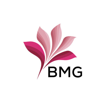 BMG Elegant Abstract Floral Logo Design BMG  Later Logo, with Pink Petals and BMG Text
