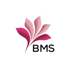 BMS Elegant Abstract Floral Logo Design BMS  Later Logo, with Pink Petals and BMS Text
