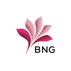 Obraz premium BNG Elegant Abstract Floral Logo Design BNG Later Logo, with Pink Petals and BNG Text 