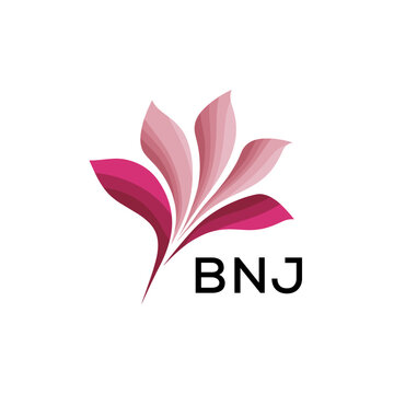 BNJ Elegant Abstract Floral Logo Design BNJ  Later Logo, with Pink Petals and BNJ Text
