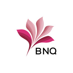 BNQ Elegant Abstract Floral Logo Design BNQ  Later Logo, with Pink Petals and BNQ Text
