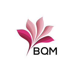 BQM Elegant Abstract Floral Logo Design BQM Later Logo, with Pink Petals and AAB Text
