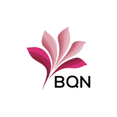 BQN Elegant Abstract Floral Logo Design BQN Later Logo, with Pink Petals and AAB Text
