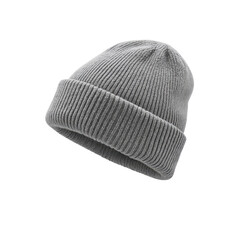 Cozy Gray Knit Beanie Hat for Winter Fashion and Outdoor Activities Transparent background or png