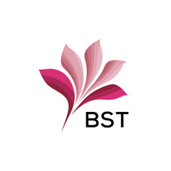 BST Elegant Abstract Floral Logo Design BST Later Logo, with Pink Petals and AAB Text
