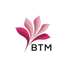 BTM Elegant Abstract Floral Logo Design BTM Later Logo, with Pink Petals and AAB Text
