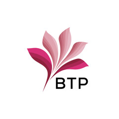 BTP Elegant Abstract Floral Logo Design BTP Later Logo, with Pink Petals and AAB Text
