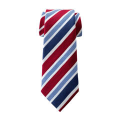 Obraz premium Elegant striped necktie in red, white, and blue with classic diagonal design suitable for formal and casual occasions Transparent background or png
