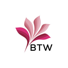 Fototapeta premium BTW Elegant Abstract Floral Logo Design BTW Later Logo, with Pink Petals and AAB Text 
