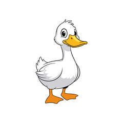 White cartoon vector duck isolated on white