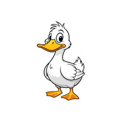 White cartoon vector duck isolated on white