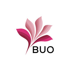 BUO Elegant Abstract Floral Logo Design BUO Later Logo, with Pink Petals and AAB Text
