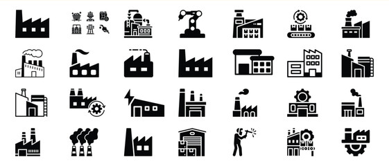 Black Factory Icons Industrial Manufacturing Symbols Set 3