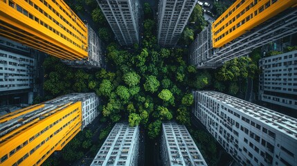 Urban jungle, aerial view of buildings
