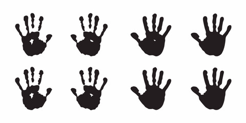 Fototapeta premium Black handprints vector art illustration design for creative projects and graphic design elements resource art silhouette