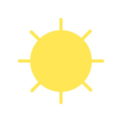 Simple yellow sun icon with rays, symbolizing sunlight, solar energy, and natural power &mdash; ideal for eco-friendly and renewable energy themes.