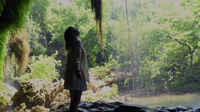 girl walking in a park in Turkey in Antalya