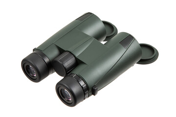 Binoculars with open lens caps