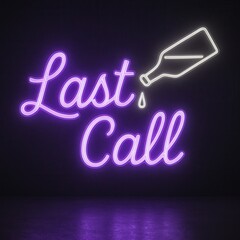 Neon sign "Last Call" at a bar