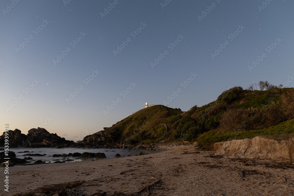 Canvas Prints dawn view of tacking point lighthouse at port macquarie, australia.