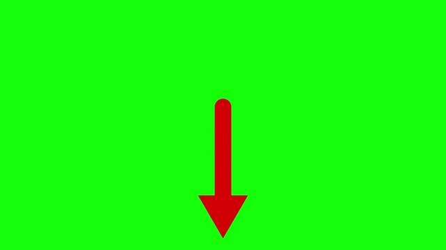 Red arrow animating down side direction on green screen