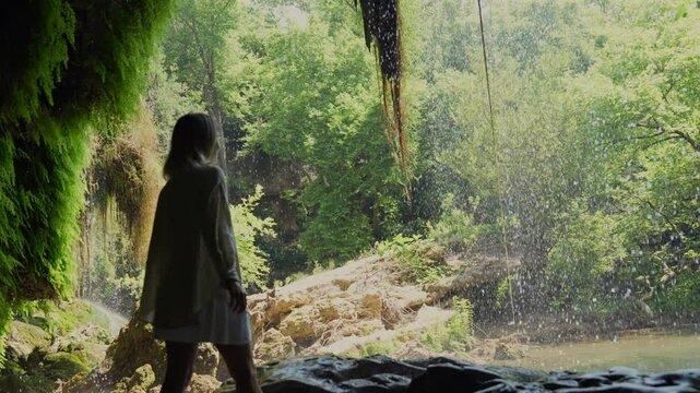 girl walking in a park in Turkey in Antalya