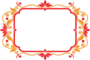 Elegant Floral Frame Design Red and Gold Ornate Border
