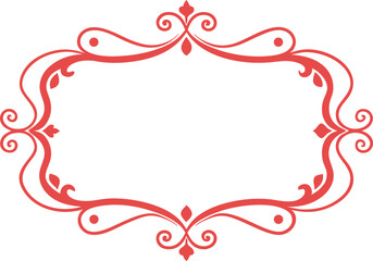 Elegant Red Flourish Frame Border Design Element