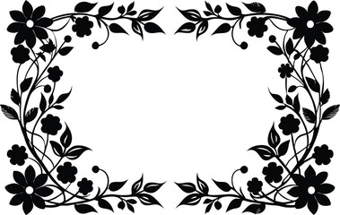 Elegant Black and White Floral Frame Border Design