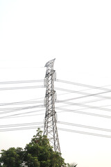 Electric pole - high voltage on white background