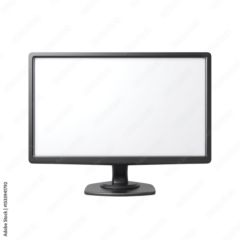 Poster blank computer monitor displaying empty screen on solid background for digital mockup or design temp