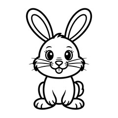 Obraz premium Cute Cartoon Rabbit: Pixel Art Bunny Illustration, Perfect for Coloring Pages, Kids' Activities, and Design Projects