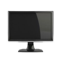 Sleek black computer monitor with glossy finish, designed for modern workspaces. Its minimalist style enhances any office or home environment, providing professional look
