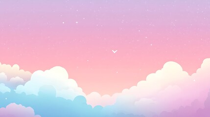 Pastel colored cloudscapes in a soft, dreamy sky.